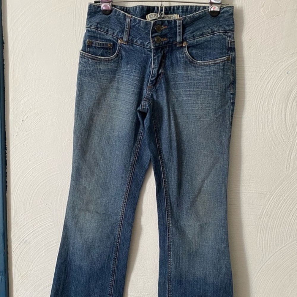 Express Women's Blue Jeans Size 2L Wide Leg Dark Wash